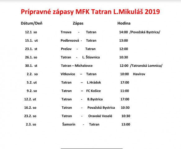 Zmena prípravných zápasov