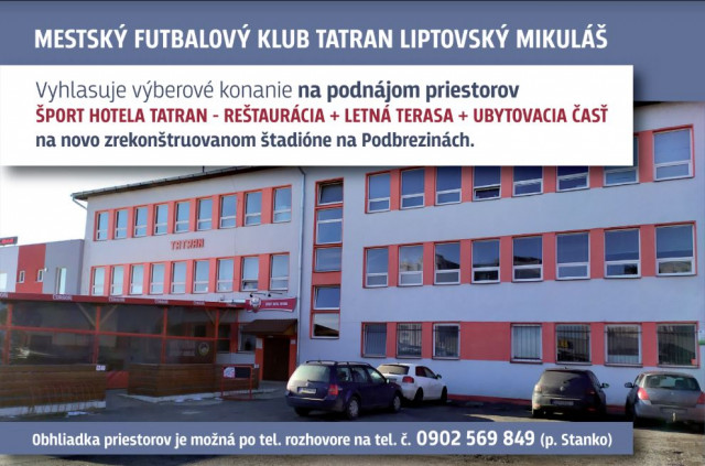 Prenájom priestorov Šport Hotela Tatran