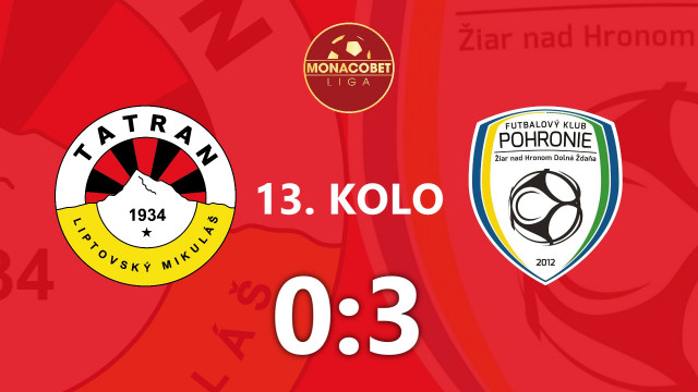 V 13. KOLE VYSOKÁ DOMÁCA PREHRA PROTI POHRONIU
