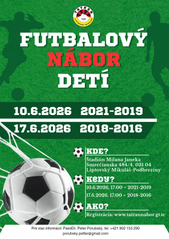 NÁBOR MLÁDEŽE DO MFK TATRAN LIPTOVSKÝ MIKULÁŠ